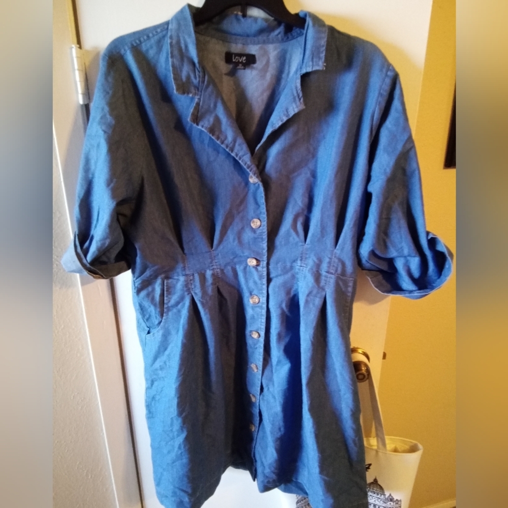 Love Brand Chambray Button Front Shirt Dress 2X - Picture 2 of 7